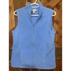 L.L.Bean Women's Fleece Vest Light Blue Zip-Up Sleeveless
